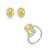 Conjunto de brinco e anel oval regulável com zircônia cristal e yellow banho em ródio branco - Imagem 1