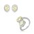 Conjunto de brinco e anel oval regulável com zircônia cristal e yellow fancy banho em ródio branco - Imagem 1