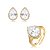Conjunto de brinco e anel gota com zircônia cristal banho em ouro 18k - Imagem 1