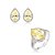 Conjunto de brinco e anel gota com zircônia cristal e yellow fancy banho em ródio branco - Imagem 1