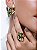 Conjunto de brinco e anel acetinado com zircônia esmeralda banho em ouro 18k - Imagem 2