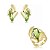 Conjunto de brinco e anel acetinado com zircônia esmeralda banho em ouro 18k - Imagem 1