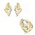 Conjunto de brinco e anel acetinado com zircônia cristal banho em ouro 18k - Imagem 1