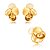 Conjunto de brinco e anel acetinado com zircônia champanhe e pedra natural banho em ouro 18k - Imagem 1