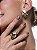 Conjunto de brinco e anel acetinado com zircônia esmeralda e pedra natural banho em ouro 18k - Imagem 1