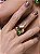Conjunto de brinco e anel acetinado com zircônia esmeralda e pedra natural banho em ouro 18k - Imagem 3