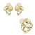 Conjunto de brinco e anel acetinado com zircônia cristal e pedra natural banho em ouro 18k - Imagem 1