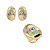Conjunto de brinco e anel com zircônia colorida e pedra natural banho em ouro 18k - Imagem 2