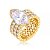 Anel dourado cravejado de zircônia cristal banho em ouro 18k - Imagem 2