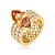Anel dourado cravejado de zircônia cristal e champanhe banho em ouro 18k - Imagem 1