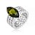 Anel cravejado de zircônia cristal e peridoto banho em ródio branco - Imagem 1