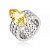 Anel cravejado de zircônia cristal e yellow fancy banho em ródio branco - Imagem 2