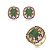 Conjunto de brinco e anel cravejado de zircônia colorida e pedra fusion esmeralda banho em ouro 18k - Imagem 2