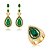 Conjunto de brinco e anel cravejado de zircônia cristal e pedra fusion esmeralda banho em ouro 18k - Imagem 2