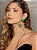 Conjunto de brinco e anel com pedra fusion esmeralda banho em ouro 18k - Imagem 2