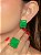 Conjunto de brinco e anel com pedra fusion esmeralda banho em ouro 18k - Imagem 3
