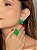 Conjunto de brinco e anel com pedra fusion esmeralda banho em ouro 18k - Imagem 4