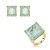 Conjunto de brinco e anel quadrado cravejado de zircônia cristal e pedra fusion turmalina banho em ouro 18k - Imagem 1