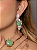 Conjunto de brinco e anel luxo cravejado de zircônia cristal e pedra fusion turmalina banho em ouro 18k - Imagem 1