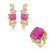 Conjunto de brinco e anel luxo cravejado de zircônia cristal e pedra fusion ametista banho em ouro 18k - Imagem 2