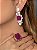 Conjunto de brinco e anel luxo cravejado de zircônia cristal e pedra fusion ametista banho em ouro 18k - Imagem 1