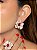 Conjunto de brinco e anel flor cravejado de zircônia cristal e pedra fusion rubi banho em ouro 18k - Imagem 3