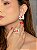 Conjunto de brinco e anel flor cravejado de zircônia cristal e pedra fusion coral banho em ouro 18k - Imagem 4