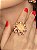 Conjunto de brinco e anel luxo flor cravejado de zircônia cristal e pedra fusion morganita banho em ouro 18k - Imagem 3