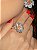 Conjunto de brinco e anel flor cravejado de zircônia safira e pedra fusion morganita banho em ouro 18k - Imagem 3