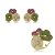 Conjunto de brinco e anel flor cravejado de zircônia colorida banho em ouro 18k - Imagem 2