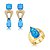 Conjunto de brinco e anel cravejado de zircônia cristal e pedra fusion topázio banho em ouro 18k - Imagem 2