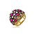 Anel de luxo cravejado de zircônia cristal e pink banho em ouro 18k - Imagem 1