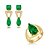 Conjunto de brinco e anel cravejado de zircônia cristal e pedra fusion esmeralda banho em ouro 18k - Imagem 2