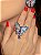 Conjunto de brinco e anel borboleta cravejado de zircônia safira banho em ouro 18k - Imagem 3