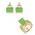 Conjunto de brinco e anel cravejado de zircônia cristal com pedra fusion esmeralda banho em ouro 18k - Imagem 2