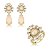 Conjunto de brinco e anel de luxo cravejado de zircônia cristal e pedra fusion morganita banho em ouro 18k - Imagem 1