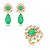 Conjunto de brinco e anel de luxo cravejado de zircônia cristal e pedra fusion esmeralda banho em ouro 18k - Imagem 2