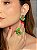 Conjunto de brinco e anel de flor esmaltado com pedra fusion coral banho em ouro 18k - Imagem 3