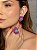 Conjunto de brinco e anel de flor esmaltado com pedra fusion turmalina banho em ouro 18k - Imagem 3