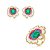 Conjunto de brinco e anel de flor esmaltado com pedra fusion esmeralda banho em ouro 18k - Imagem 2