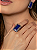 Conjunto de brinco e anel esmaltado cravejado de zircônia safira banho em ouro 18k - Imagem 3