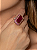 Conjunto de brinco e anel esmaltado cravejado de zircônia pink banho em ouro 18k - Imagem 3