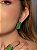Conjunto de brinco e anel esmaltado cravejado de zircônia esmeralda banho em ouro 18k - Imagem 3