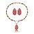 Conjunto de brinco e colar luxo cravejado de zircônia colorida e pedra fusion coral banho em ouro 18k - Imagem 2