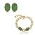 Conjunto de brinco e pulseira com zircônia morganita e pedra fusion esmeralda banho em ouro 18k - Imagem 1