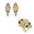 Conjunto de brinco e anel luxo cravejado de zircônia colorida com pedra fusion turmalina banho em ouro 18k - Imagem 2