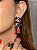 Conjunto de brinco e anel cravejado de zircônia colorida com pedra fusion coral banho em ouro 18k - Imagem 3