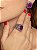 Conjunto de brinco e anel luxo cravejado de zircônia e pedra fusion ametista banho em ouro 18k - Imagem 4