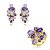 Conjunto de brinco e anel luxo cravejado de zircônia cristal e ametista banho em ouro 18k - Imagem 2