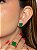 Conjunto de brinco e anel cravejado de zircônia colorida com pedra fusion esmeralda banho em ouro 18k - Imagem 4